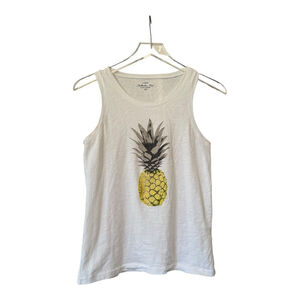 Women's J. Crew Tank Top White Pineapple Print Size XXS